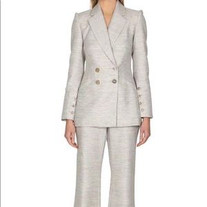Rebecca Vallance Suits Maya Cotton And Linen Blazer and Pants In light grey